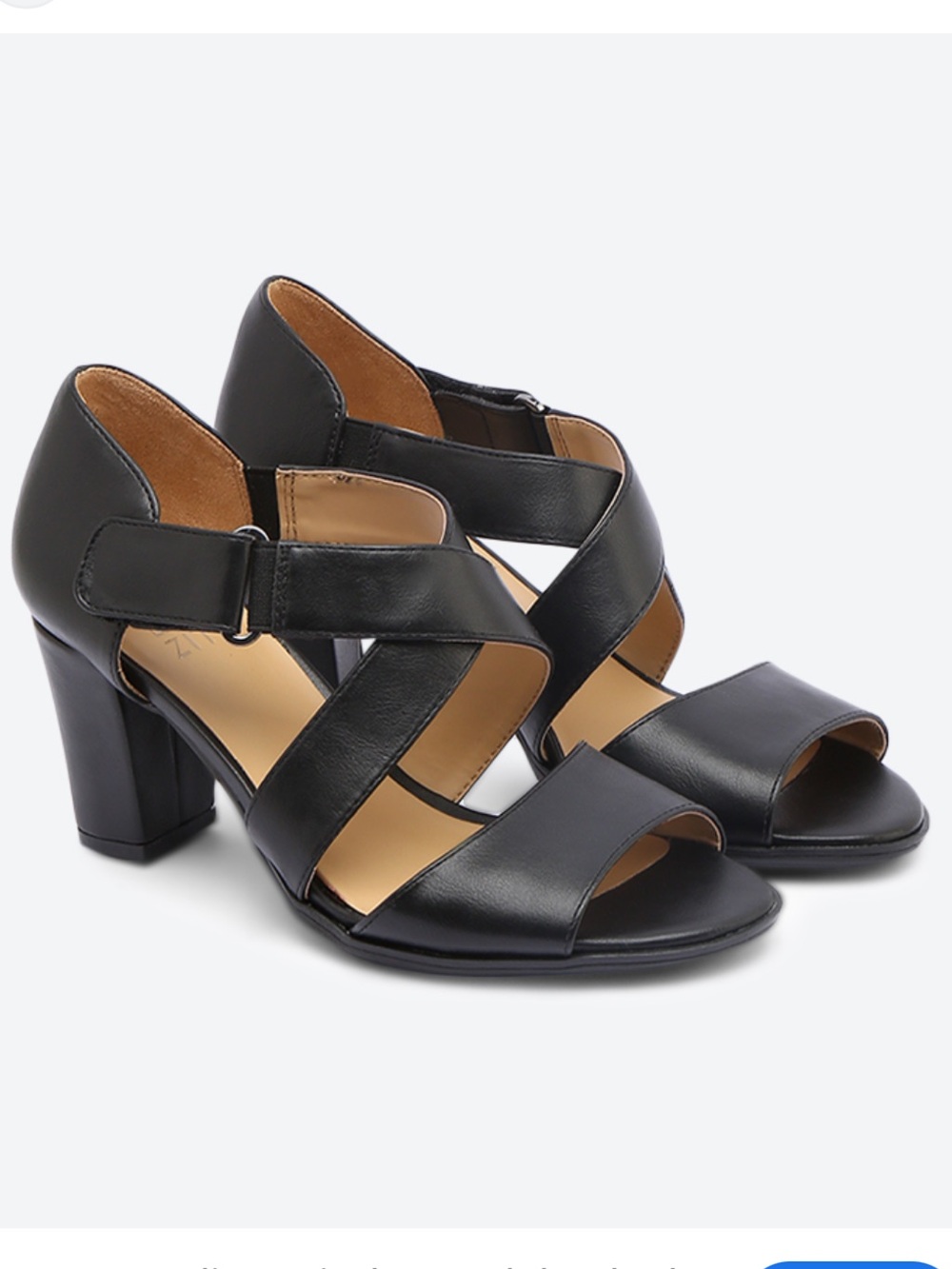 NATURALIZER Lindy Black Cross-Strap Block Heel Sandals